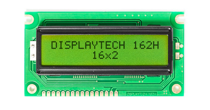 Displaytech 162H BC BW 162H Alphanumeric LCD Display, Yellow-Green on, 2 Rows by 16 Characters, Transflective