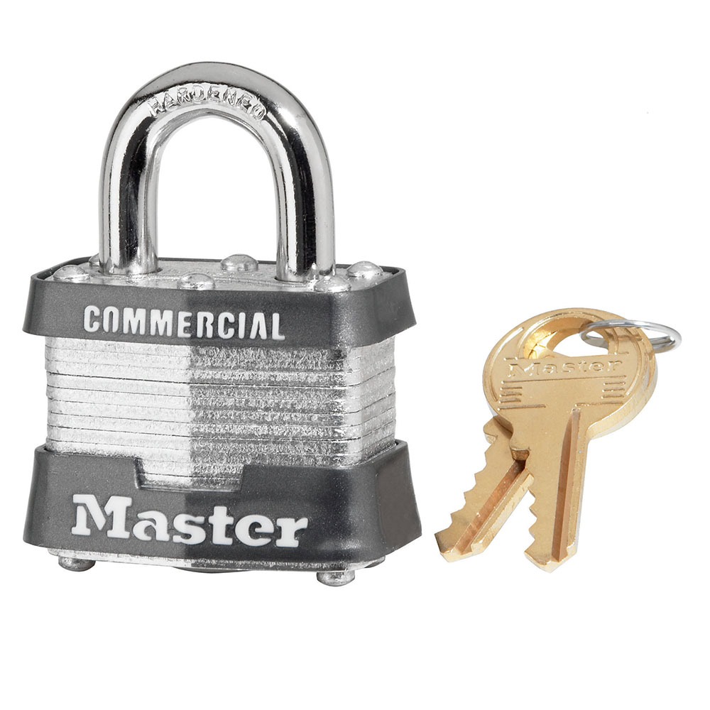 Master Lock Padlock Laminated Steel Padlock, Keyed Alike, 7mm Shackle, 40mm Body