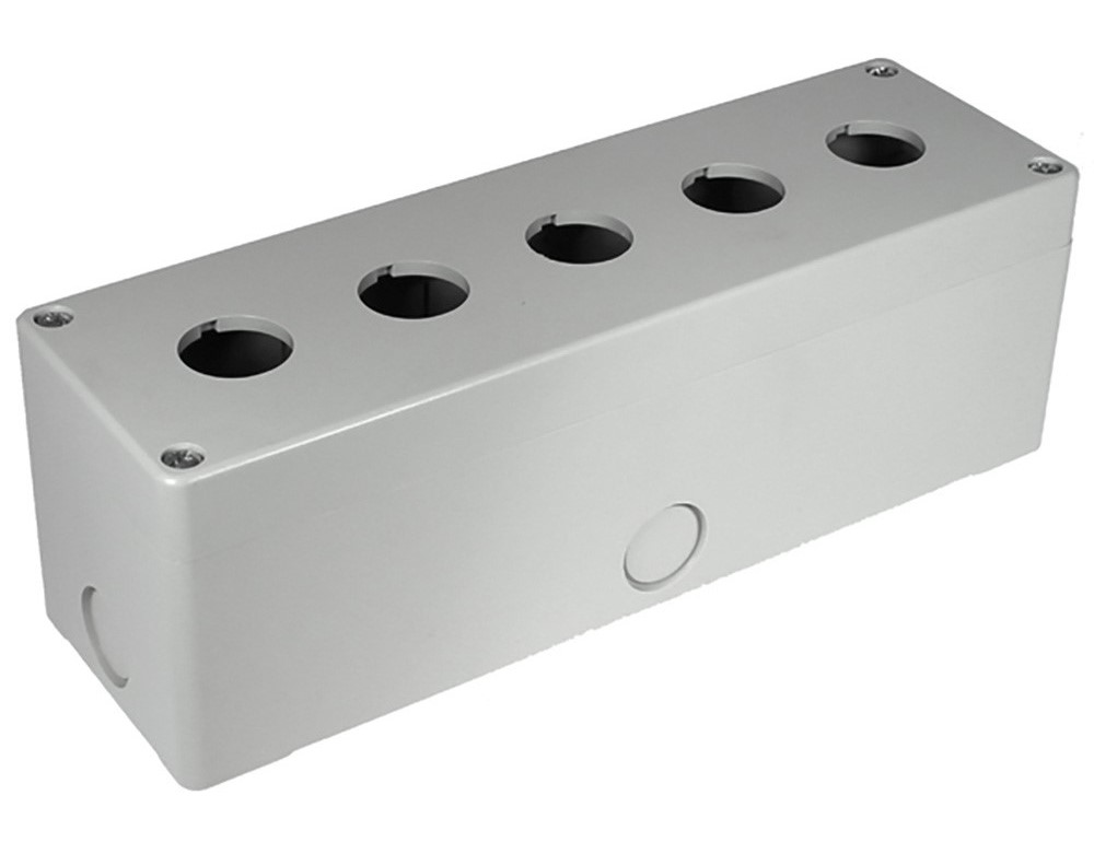 RS PRO Grey Plastic Control Station Enclosure - 5 Hole 22mm Diameter
