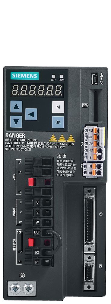 Siemens Inverter Drive, 0.75 kW, 3 Phase, 480 V ac, 2.1 A, SINAMICS V90 Series