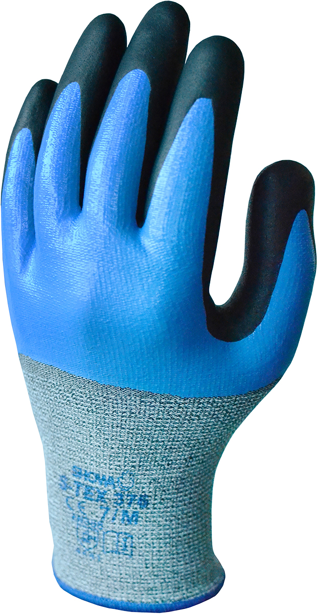 Showa S-TEX 376 Grey Polyester, Stainless Steel Work Gloves, Size 8, Nitrile Coating
