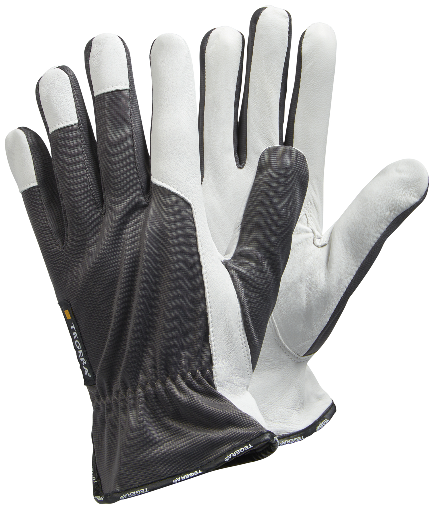 Tegera 115 Grey, White Unlined Leather Work Gloves, Size 9