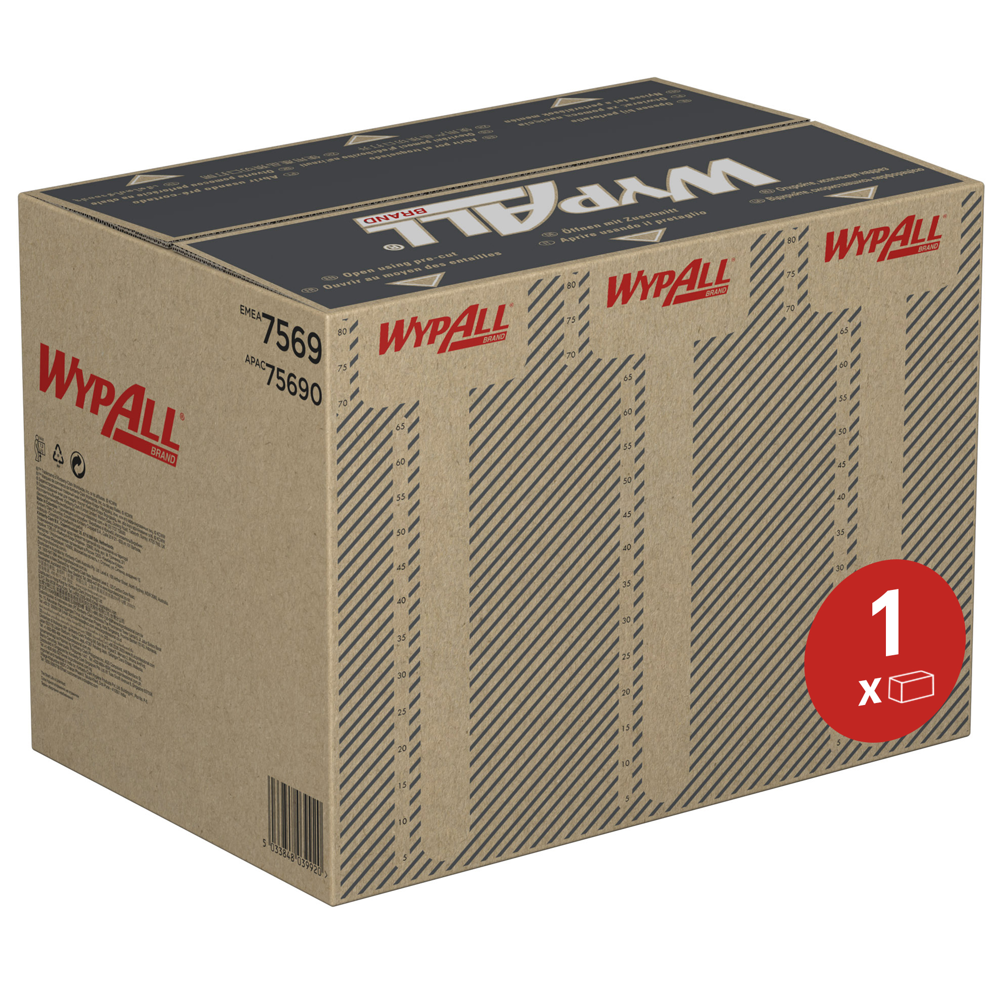 WYPALL WypAll Grey Cloths for Industrial Cleaning, Dry Use, Box of 480, 335 x 345mm, Repeat Use