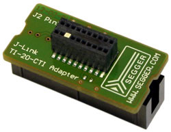 SEGGER 8.06.06 J-Link TI-CTI-20 Adapter Adapter for use with TI CTI-20 Connector, J-Link/J-Trace/Flasher 20-pin 0.1 in
