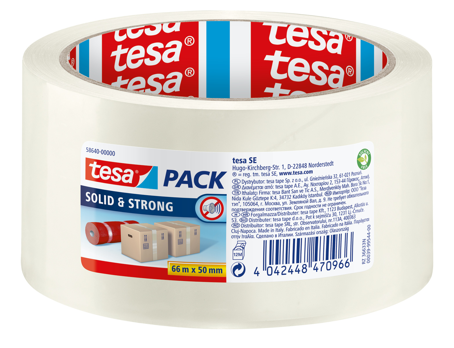 Tesa 58640 Transparent Packing Tape, 66m x 50mm