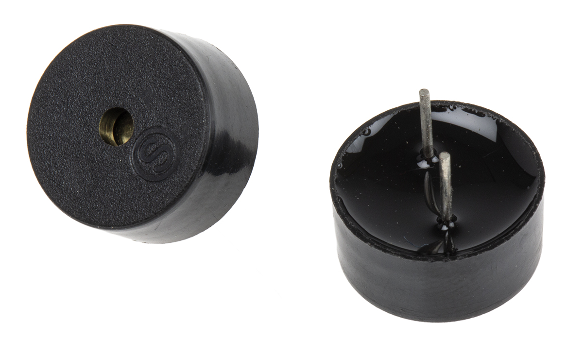 RS PRO 85dB Through Hole Square Wave External Piezo Buzzer, 12 x 5.5mm, 1V ac Min, 20V ac Max