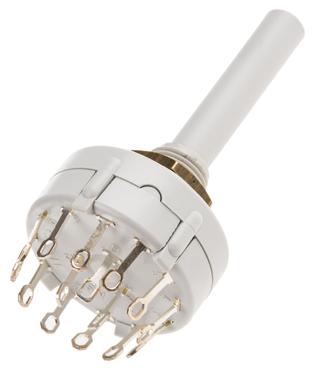 Lorlin, 4 Position 3PST Rotary Switch, 150 mA@ 250 V ac, Solder Tab