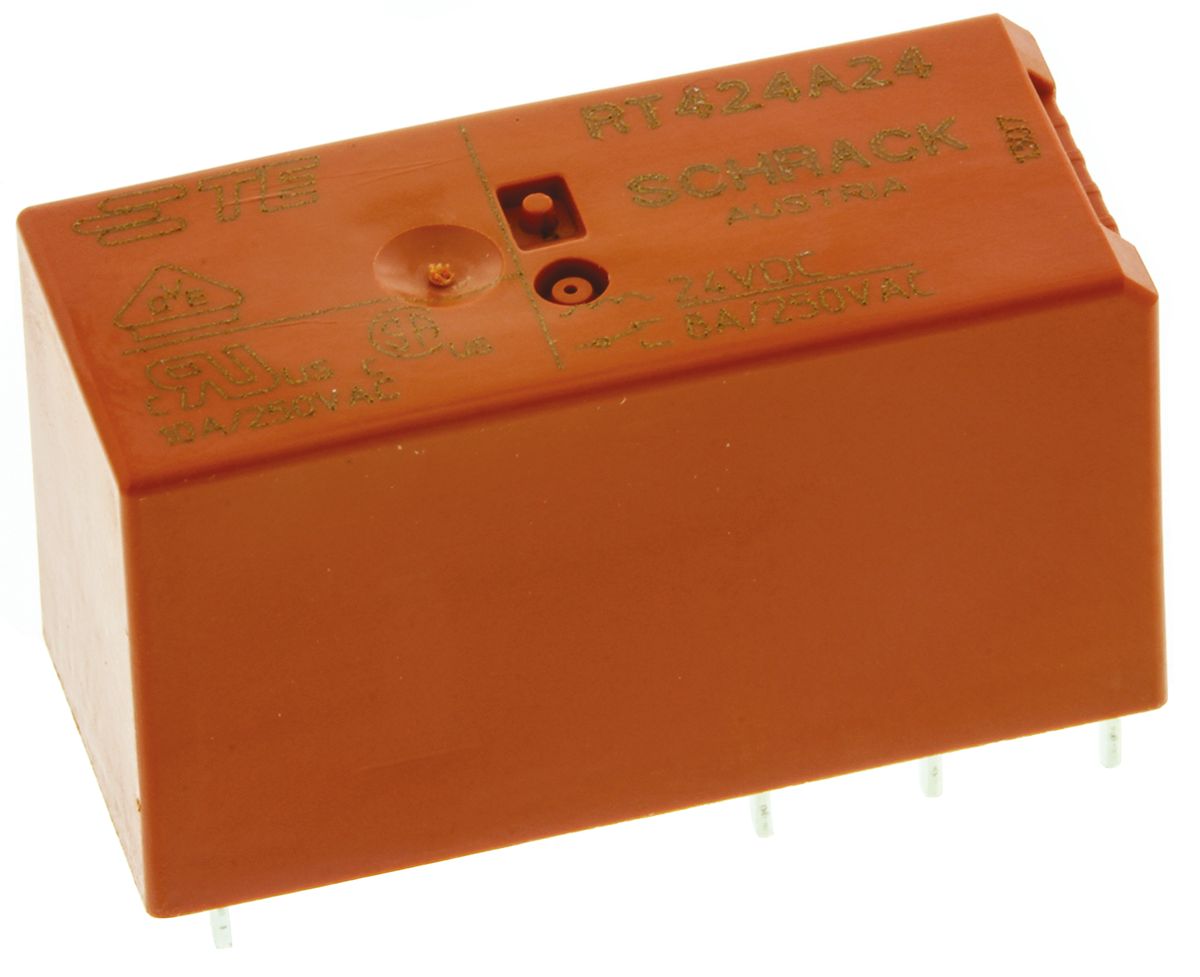 TE Connectivity PCB Mount Latching Power Relay, 24V dc Coil, 8A Switching Current, DPDT
