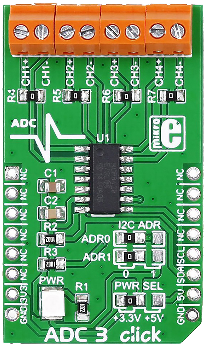 MikroElektronika MIKROE-1894 ADC3 Click mikroBus Click Board Signal Conversion Development Kit