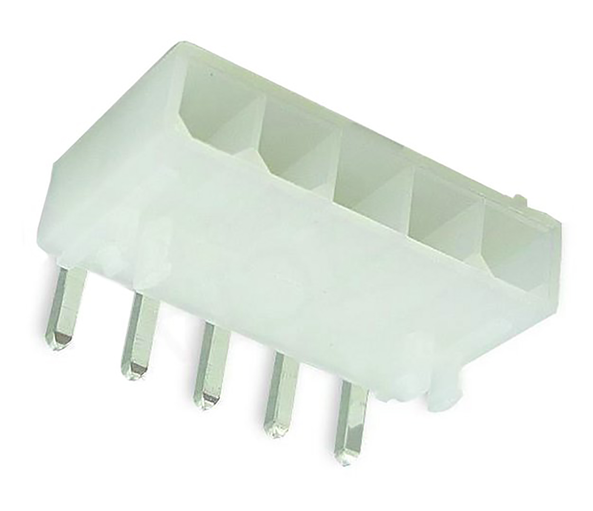 Molex Mini-Fit Jr Series Right Angle Through Hole PCB Header, 5 Contact(s), 4.2 mm Pitch, 1 Row, Shrouded