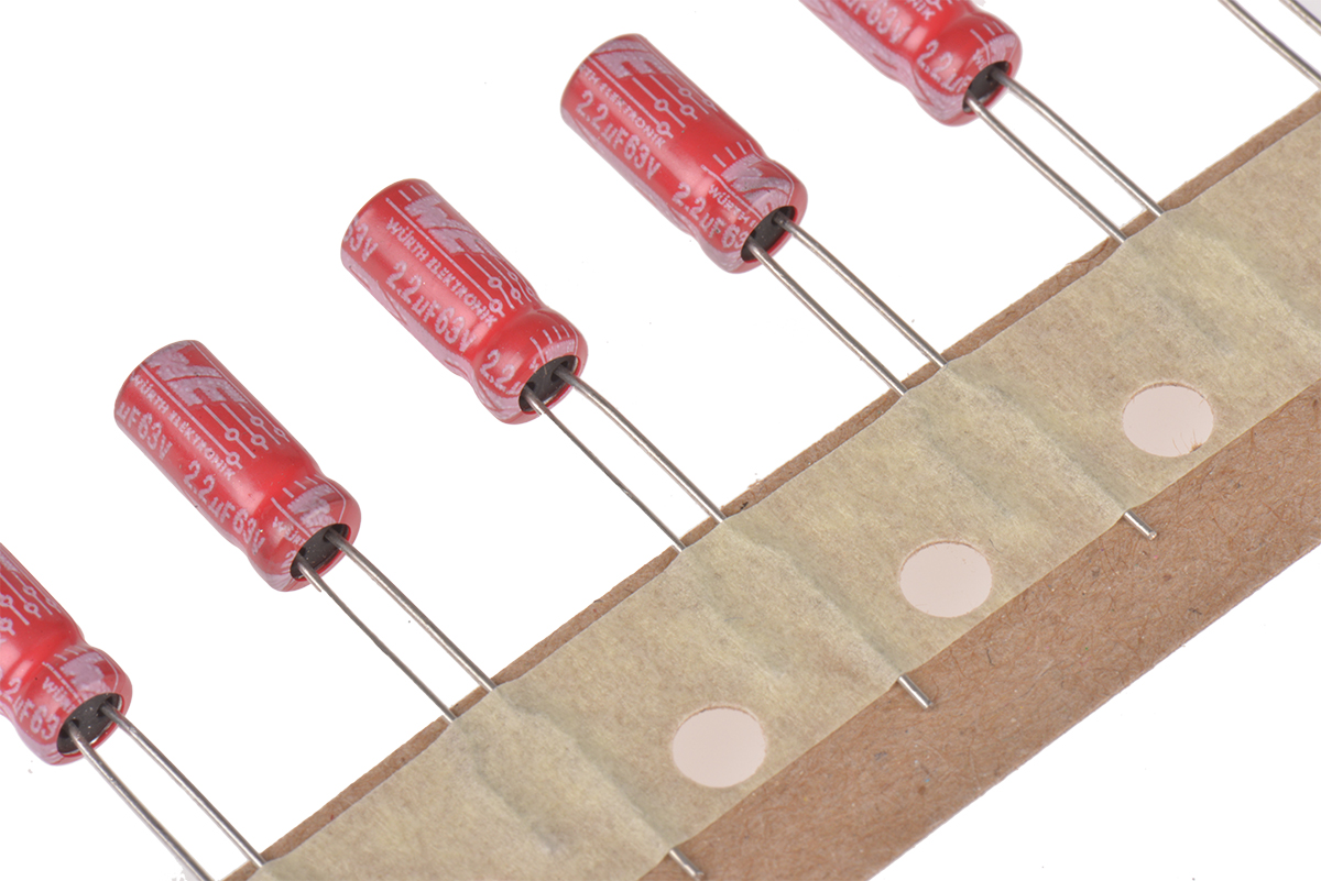 Wurth Elektronik 2.2μF Aluminium Electrolytic Capacitor 63V dc, Radial, Through Hole - 860020772006