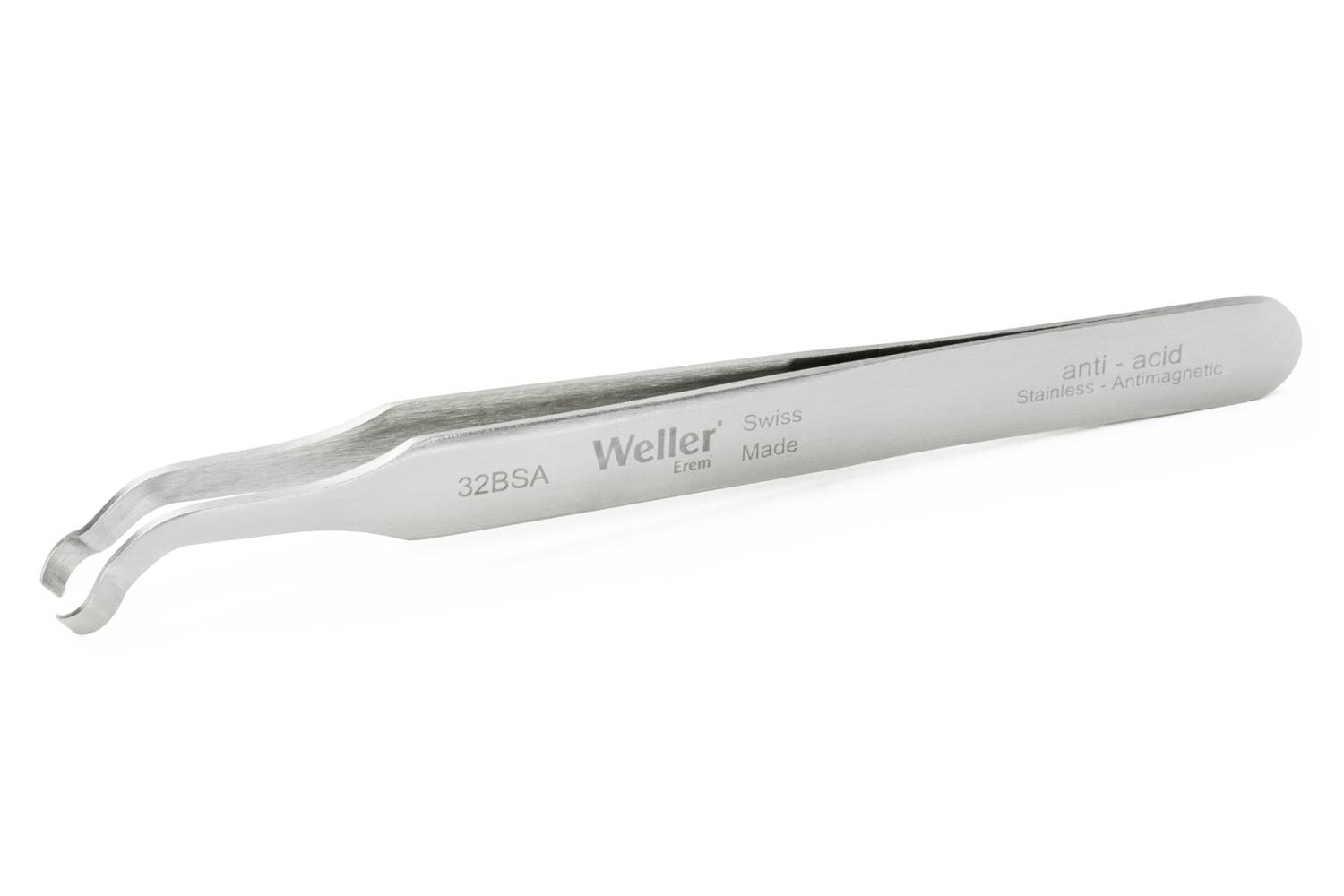 Weller 115 mm, Stainless Steel, Rounded, Tweezers