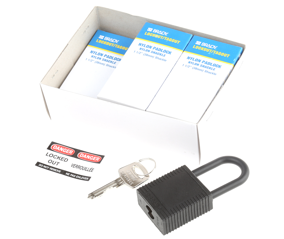 Brady LOTO-6 Key Weatherproof Nylon Padlock, 6.35mm Shackle, 38.10mm Body