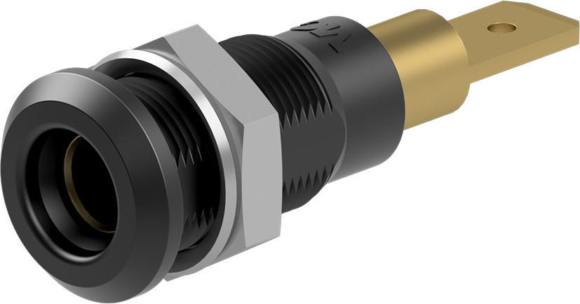Staubli Black Socket Test Socket, Tab Termination, 25A, 30V ac, Gold Plating