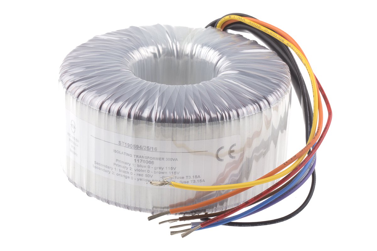 RS PRO 2 x 115V ac, 2 x 50V ac Toroidal Transformer, 300VA 2 Output