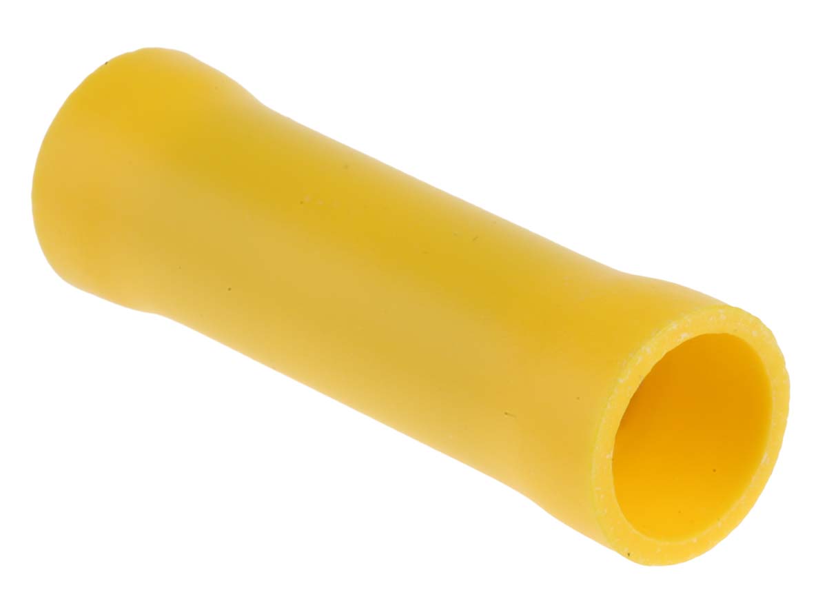 RS PRO Butt Splice Connector, Yellow, Insulated, Tin 12 → 10 AWG