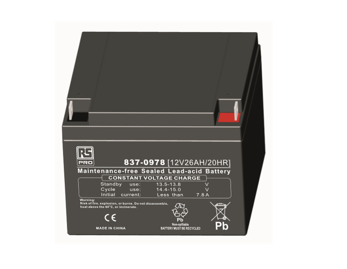 RS PRO 12V T3 Sealed Lead Acid Battery, 26Ah