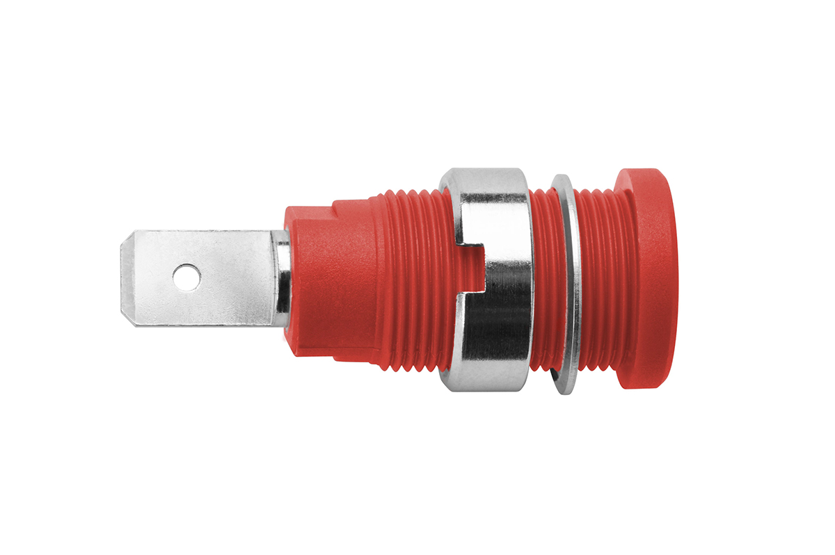 Schutzinger Red Female Banana Socket, 4 mm Connector, 24A, 1000V, Nickel Plating
