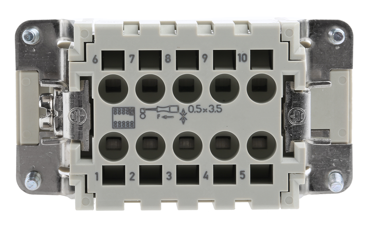 HARTING Heavy Duty Power Connector Insert, 16A, Female, Han ES Series, 10 Contacts