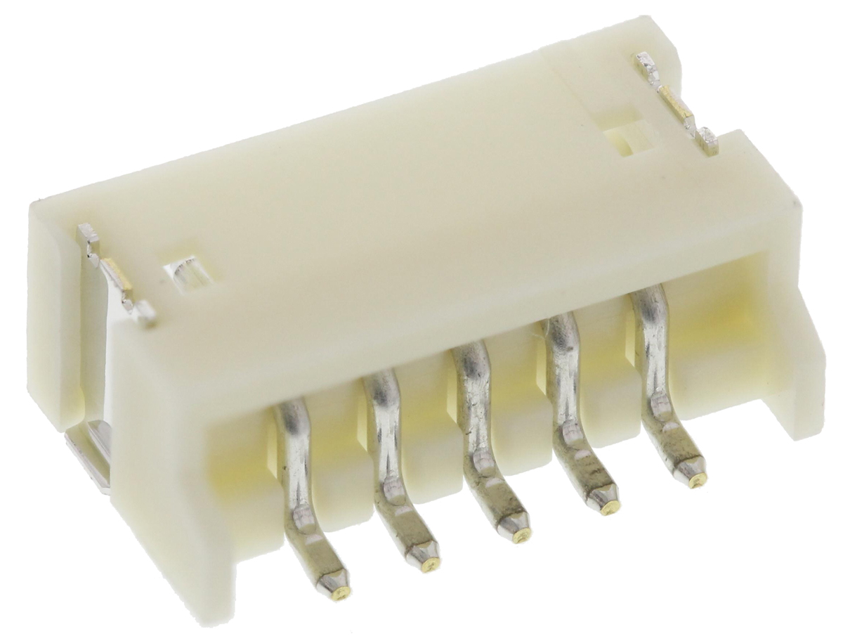 JST ZH Series Right Angle Surface PCB Header, 5 Contact(s), 1.5 mm Pitch, 1 Row, Shrouded