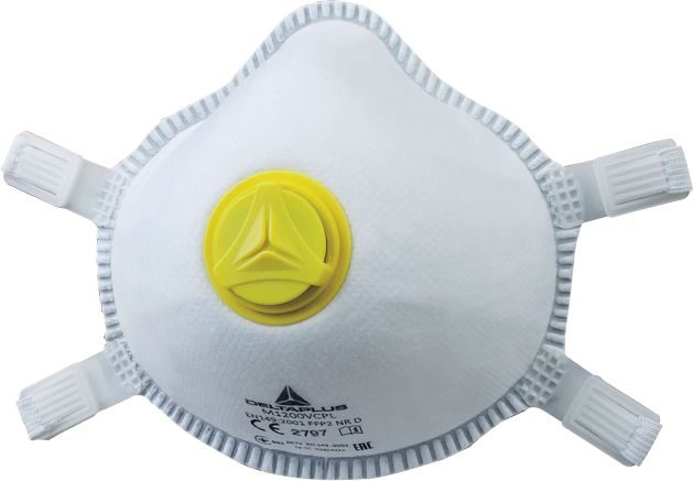 Delta Plus M1200VPLUS Series Disposable Respirator for General Purpose Protection, FFP2, Valved, Moulded Box of 5 per