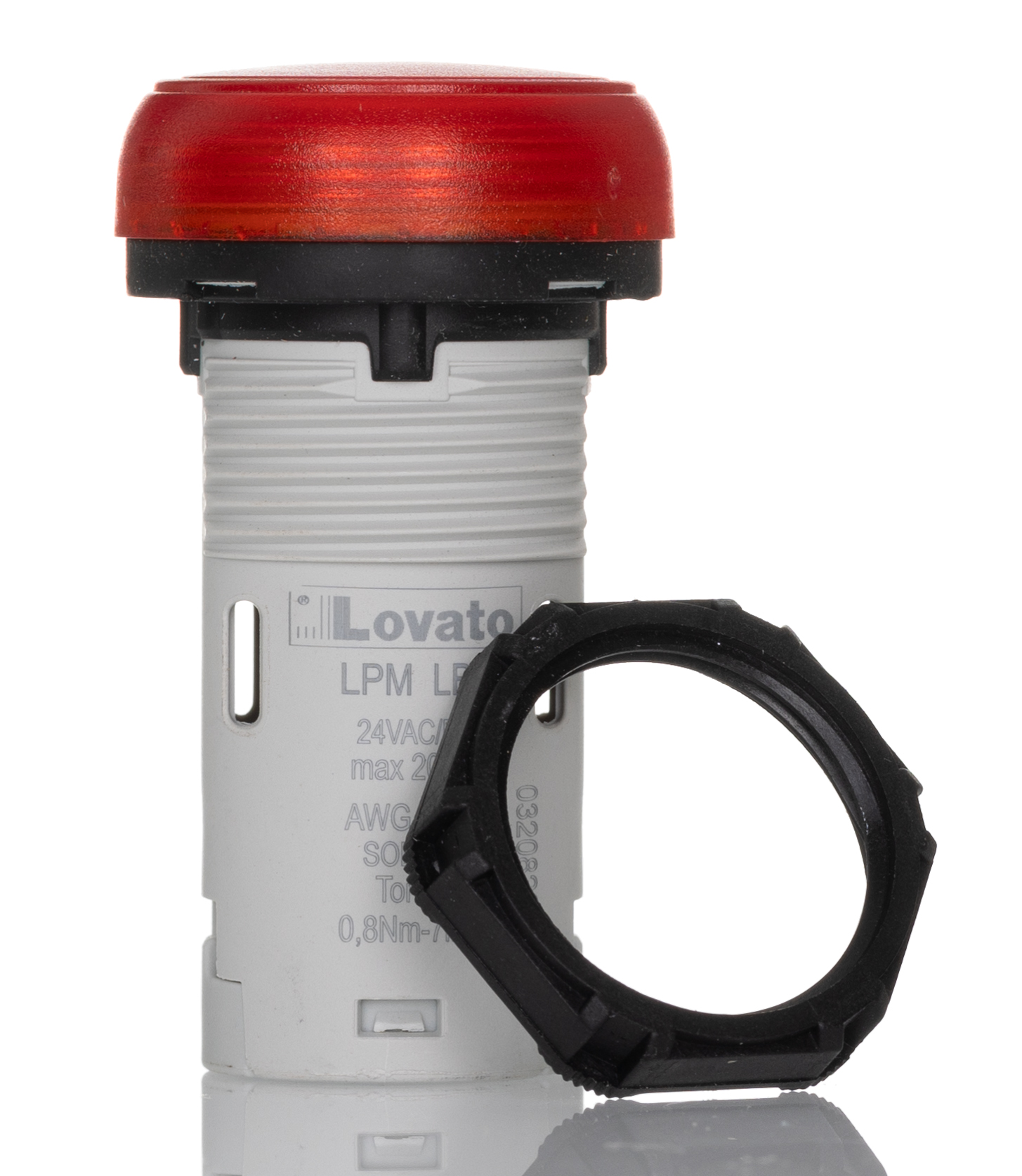 Lovato, LPML, Panel Mount Red LED Pilot Light, 22mm Cutout, IP66, IP67, IP69K, Round, 24V