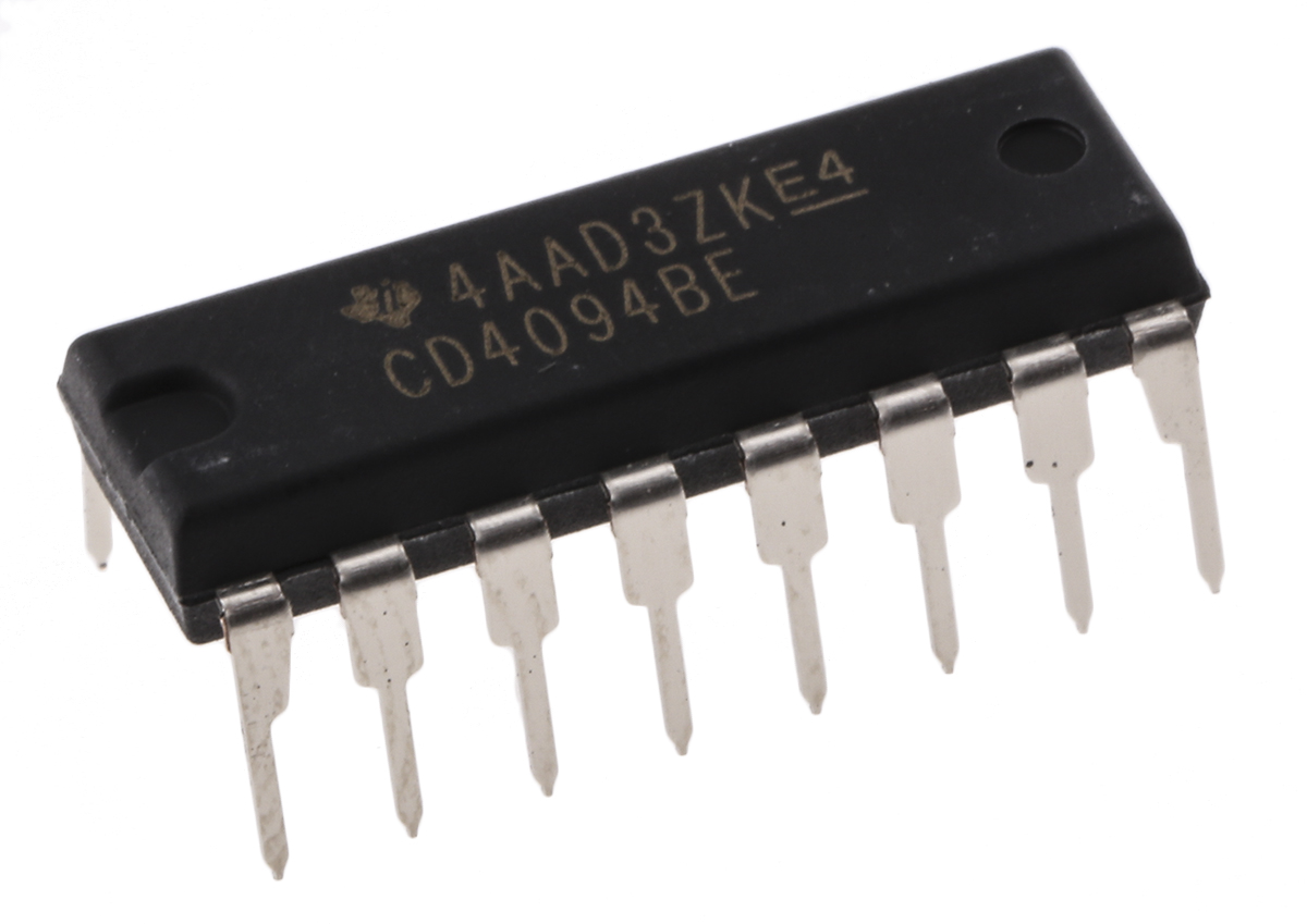 Texas Instruments CD4094BE 8-stage Through Hole Shift Register, 16-Pin PDIP