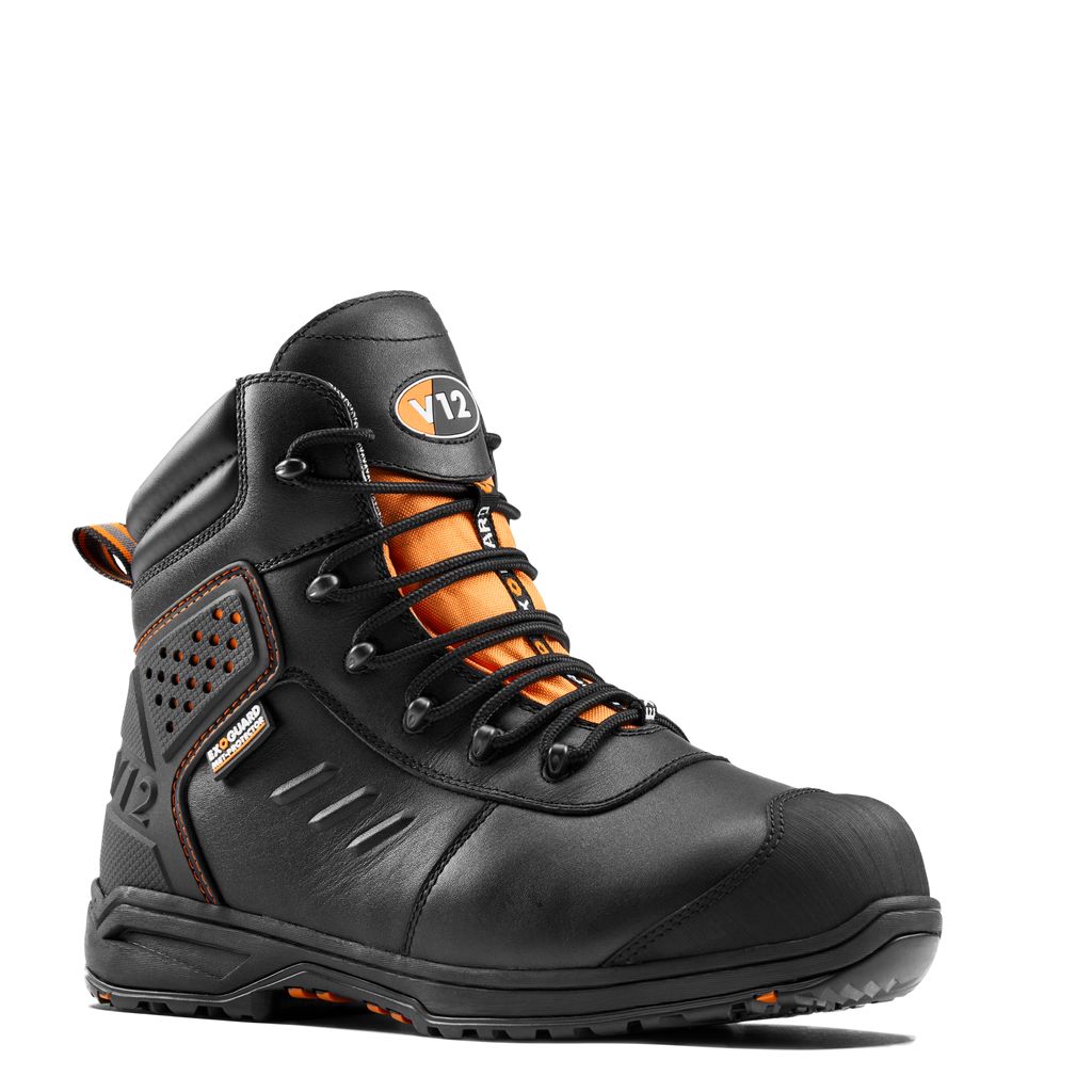 V12 Footwear V2180 Black Composite Toe Capped Unisex Safety Boot, UK 10, EU 44