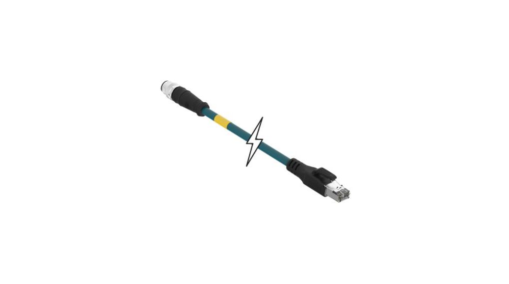 MolexBrad Micro-Change, 2m Cat5e, Green RJ45 to Male M12 Male, Shielded Shielded, Terminated TPU Sheath