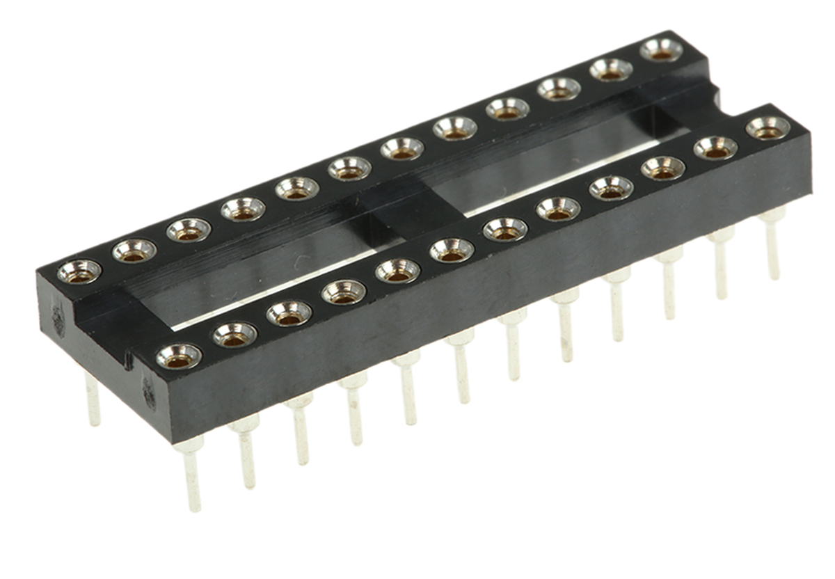Winslow 2.54mm Pitch Vertical 24 Way, Through Hole Turned Pin Open Frame IC Dip Socket, 5A