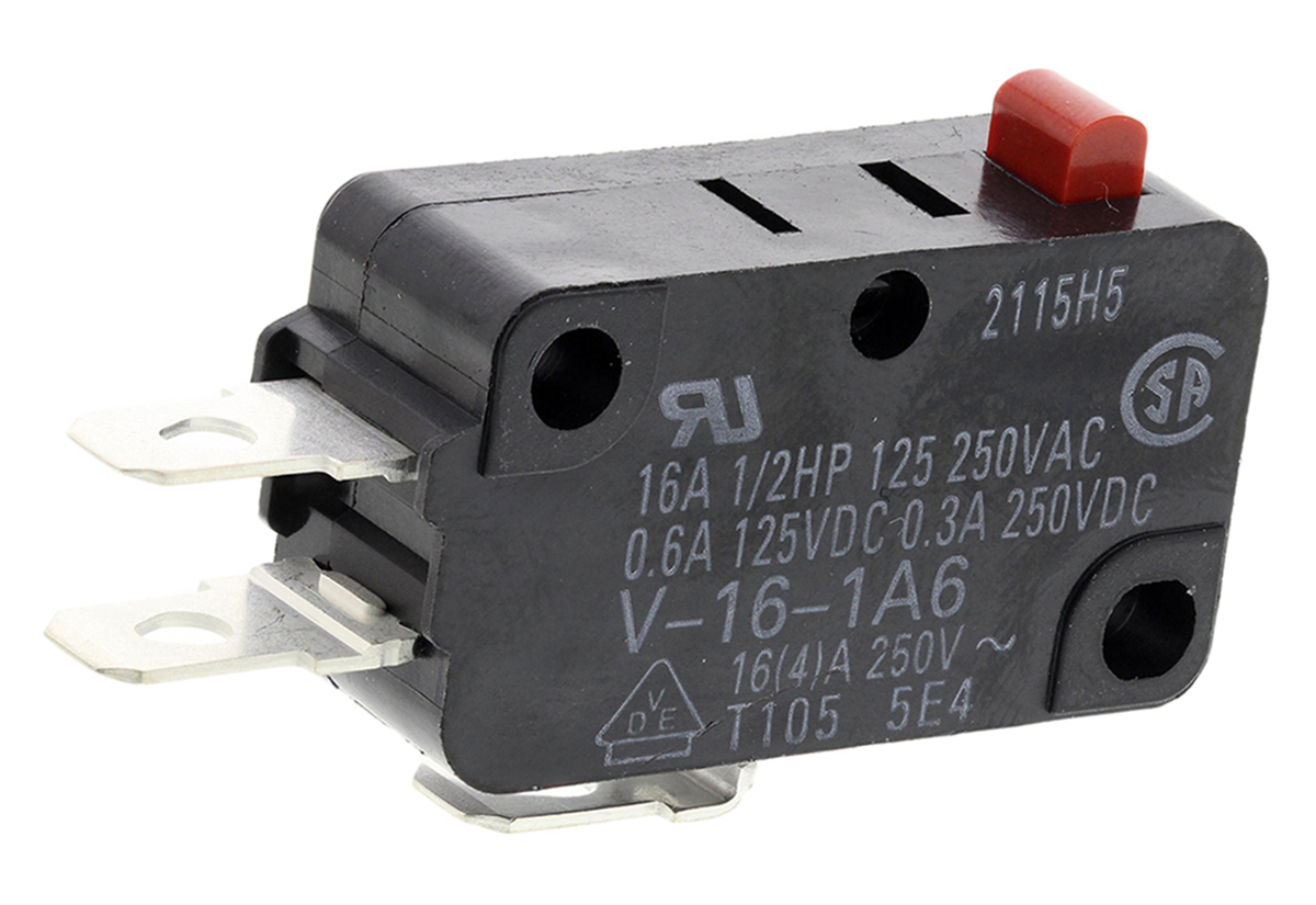 Omron Pin Plunger Micro Switch, Solder Terminal, 16 A @ 250 V ac, SPDT, IP40