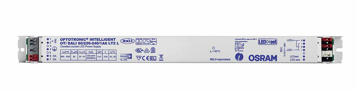 Osram LED Driver, 20 → 54V Output, 80W Output, 1.55A Output, Constant Current Dimmable