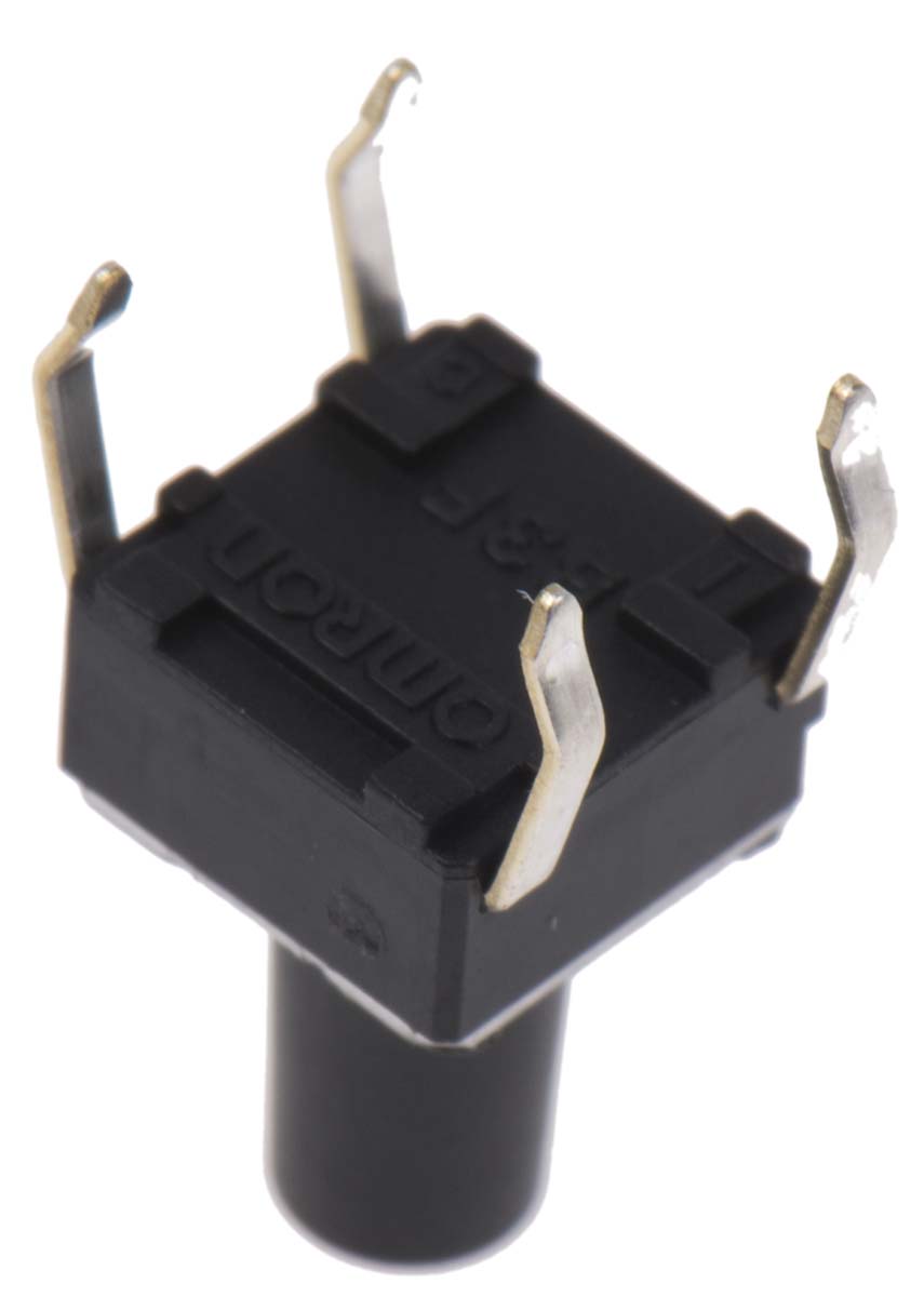Plunger Tactile Switch, SPST 50 mA @ 24 V dc 6.1mm Through Hole
