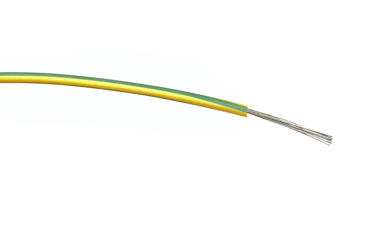 RS PRO Green/Yellow 0.5mm² Hook Up Wire, 20 AWG, 16/0.2 mm, 100m, PVC Insulation