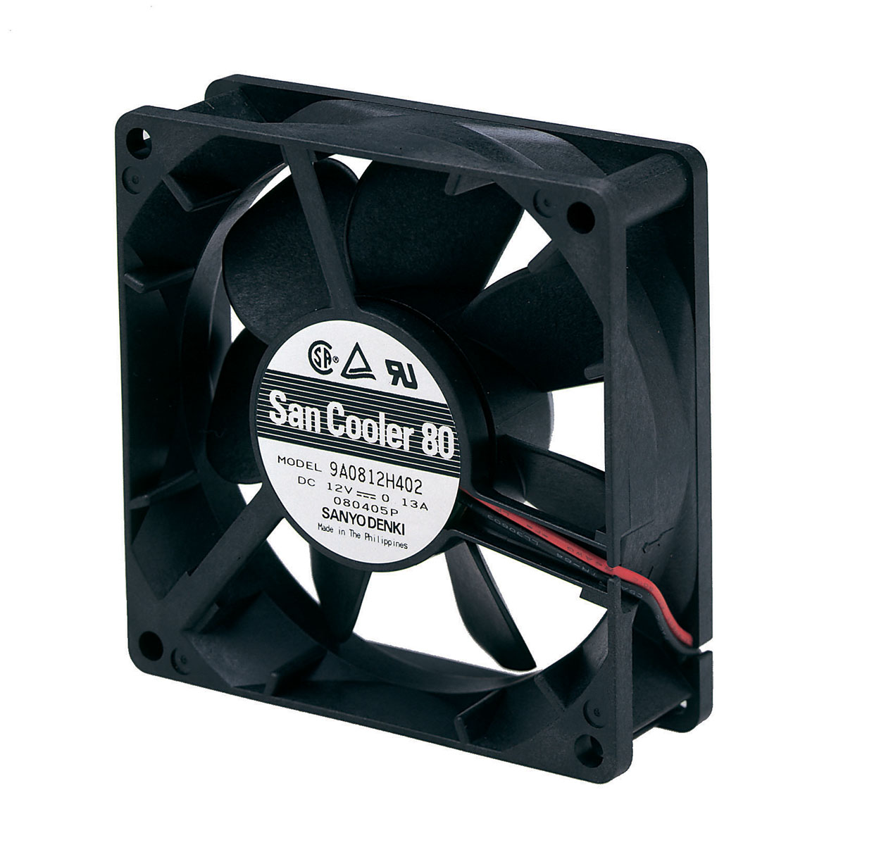 Sanyo Denki 9A Series Axial Fan, 24 V dc, DC Operation, 72m³/h, 2.4W, 100mA Max, 80 x 80 x 25mm
