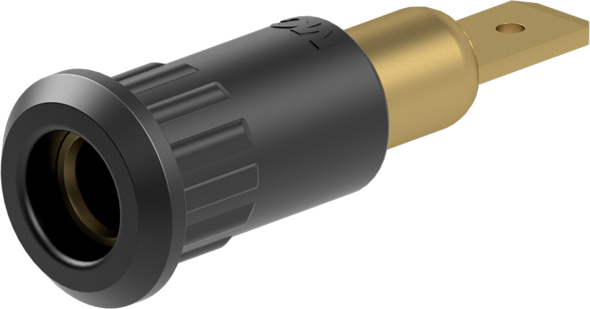Staubli Black Socket Test Socket, Tab Termination, 25A, 30V ac, Gold Plating