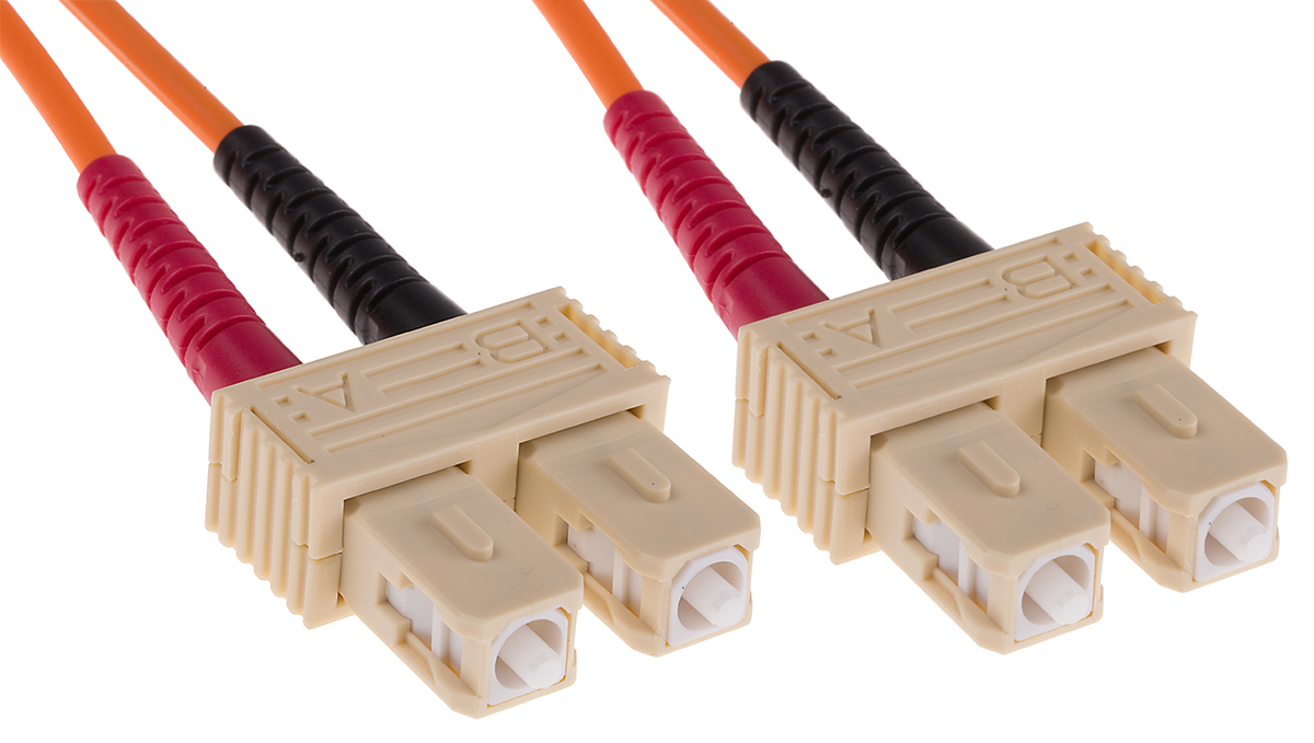 RS PRO SC to SC Duplex Multi Mode OM2 Fibre Optic Cable, 50/125μm, Orange, 2m