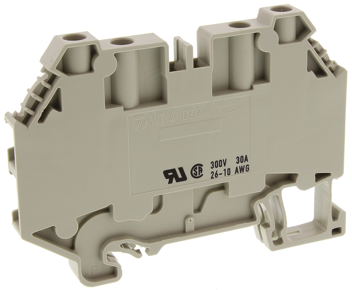 Wieland 58.504.5155.0 WT 4 D2/2 Series Grey, Single-Level, Screw Termination, ATEX