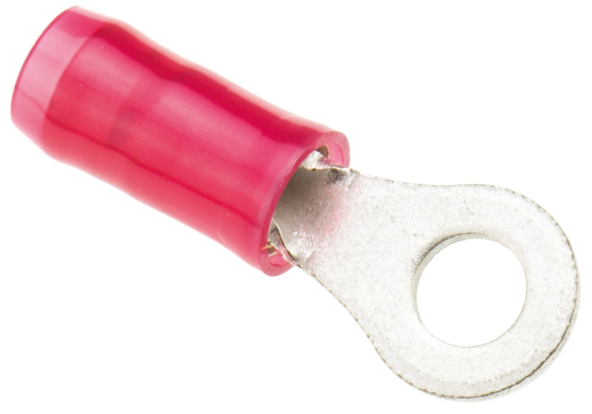 TE Connectivity, PIDG Insulated Ring Terminal, M3.5 Stud Size, 0.26mm² to 1.65mm² Wire Size, Red