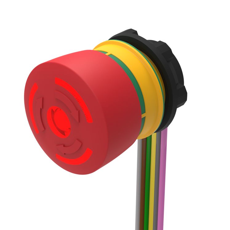EAO Twist Release Illuminated Emergency Stop Push Button, Panel Mount, 22.3mm Cutout, DPST, IP65, IP66, IP67