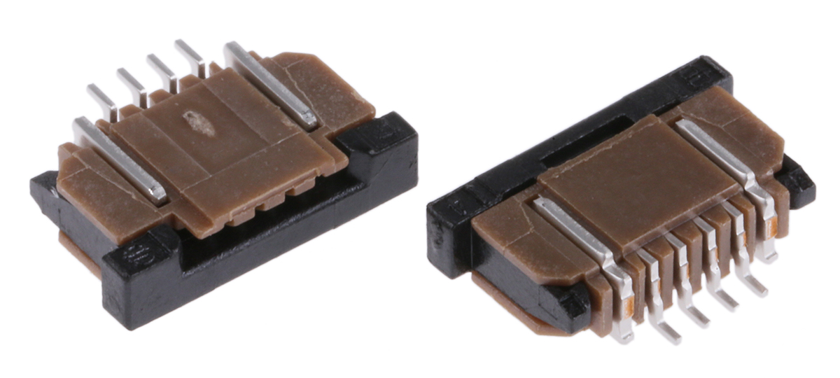 Amphenol Communications Solutions 1mm Pitch 4 Way Right Angle Female FPC Connector, ZIF Bottom Contact