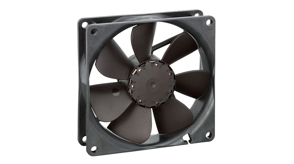 ebm-papst Axial Fan, 24 V dc, dc Operation, 82m³/h, 1.3 → 3.1W, 110mA Max, IPX4, 92 x 92 x 25mm