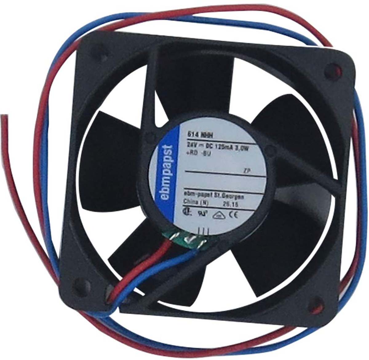 ebm-papst 600 N Series Axial Fan, 24 V dc, DC Operation, 56m³/h, 2.9W, IP20, 60 x 60 x 25mm