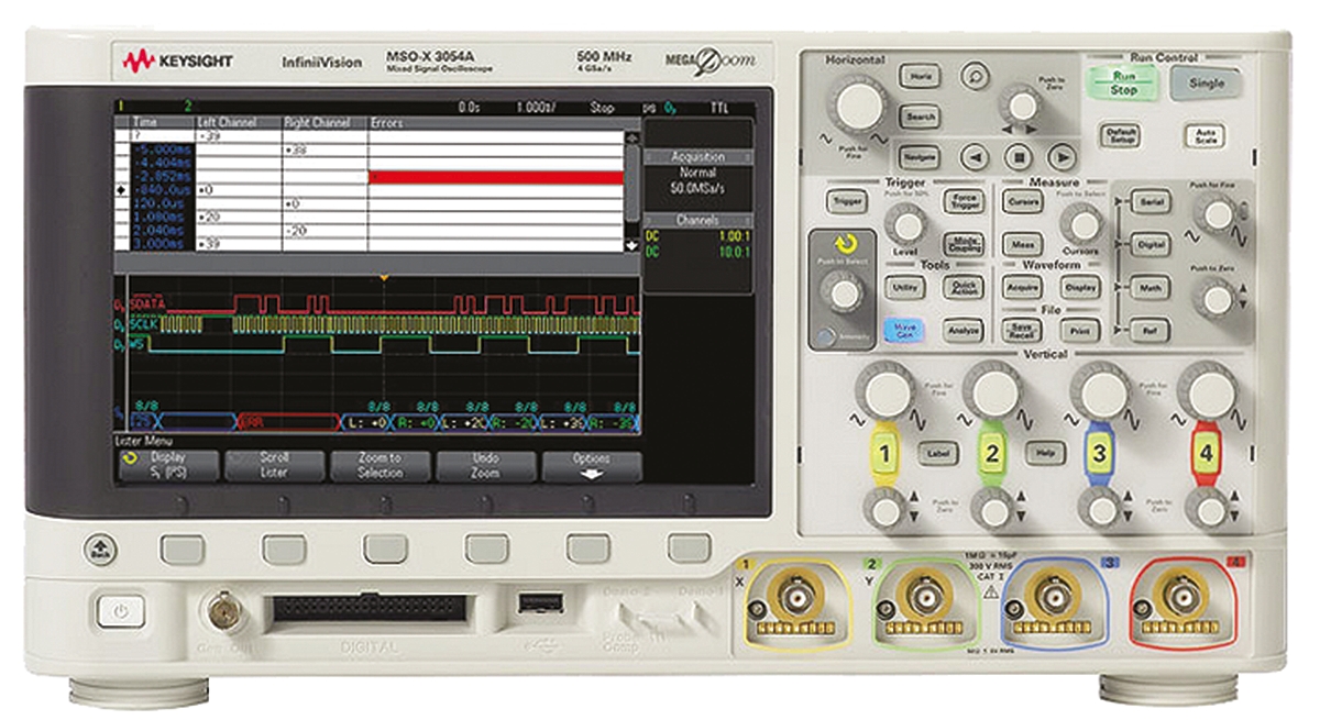 Keysight Technologies MSOX3054A InfiniiVision 3000A X Series, 500MHz Bench Oscilloscope, 4 Analogue Channels, 16