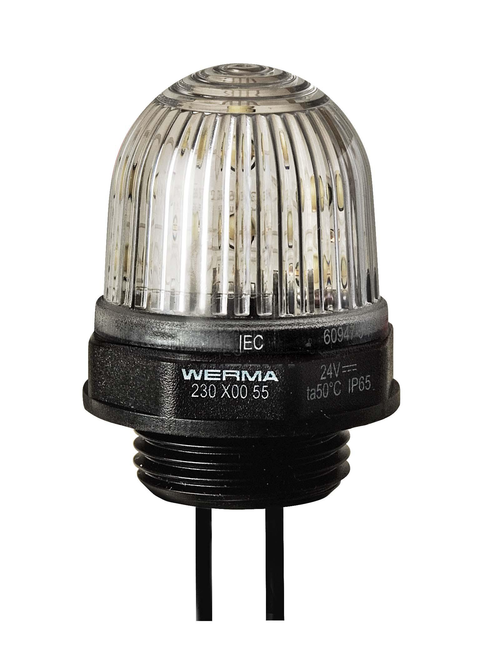 Werma 230 Series Clear Continuous lighting Beacon, 24 V, Built-in Mounting, LED Bulb