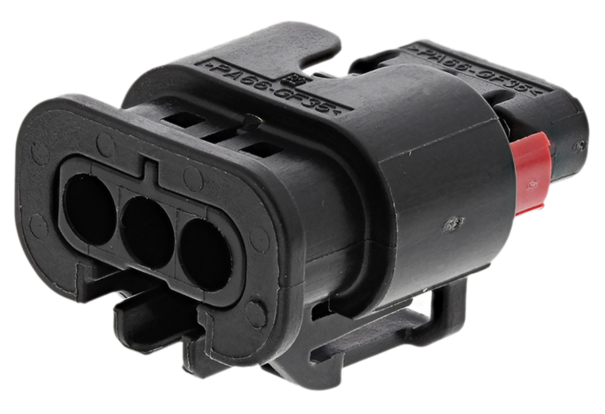 TE Connectivity, MCON 1.2 Automotive Connector Socket Black Cable Mount 3 Way 1488991-1
