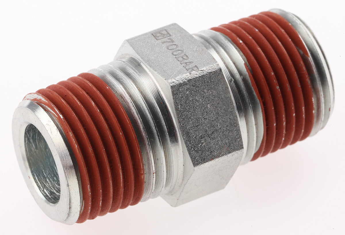 Enerpac Hydraulic Straight Threaded Adaptor NPT 3/8-18 Male to NPT 3/8-18 Male, FZ1617