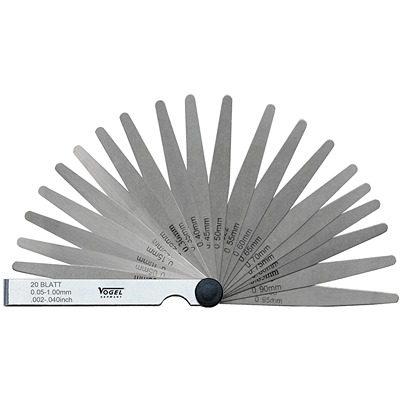 Vogel 411007 Steel Feeler Gauge 0.05 → 1mm, 20 Blades