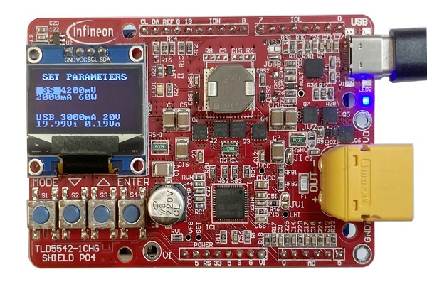 Infineon TLD5542-1CHG_Shield Battery Charger for TLD5542-1 Half-Bridge Controller for Arduino Uno