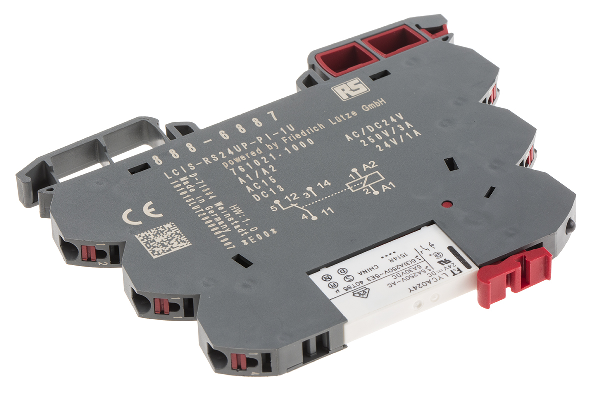 RS PRO Interface Relay, DIN Rail Mount, 24V ac/dc Coil, SPDT, 1-Pole